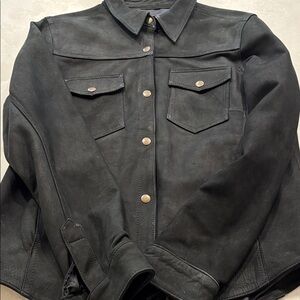 Handmade lined leather shirt-jacket